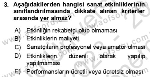 Kongre ve Etkinlik Yönetimi Dersi 2023 - 2024 Yılı (Final) Dönem Sonu Sınav Soruları 3. Soru