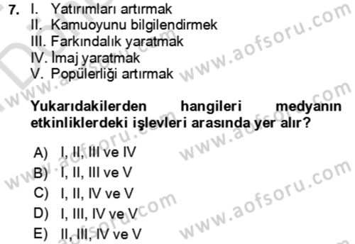 Kongre ve Etkinlik Yönetimi Dersi 2023 - 2024 Yılı (Final) Dönem Sonu Sınav Soruları 7. Soru