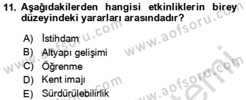 Kongre ve Etkinlik Yönetimi Dersi 2024 - 2025 Yılı (Vize) Ara Sınav Soruları 11. Soru
