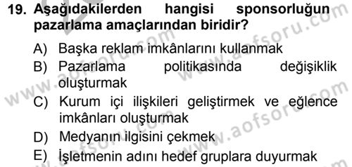 Otel İşletmelerinde Destek Hizmetleri Dersi 2012 - 2013 Yılı (Vize) Ara Sınav Soruları 19. Soru