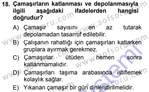 Otel İşletmelerinde Destek Hizmetleri Dersi 2012 - 2013 Yılı (Final) Dönem Sonu Sınav Soruları 18. Soru