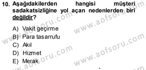 Otel İşletmelerinde Destek Hizmetleri Dersi 2013 - 2014 Yılı (Vize) Ara Sınav Soruları 10. Soru