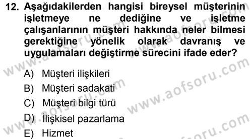 Otel İşletmelerinde Destek Hizmetleri Dersi 2013 - 2014 Yılı (Vize) Ara Sınav Soruları 12. Soru