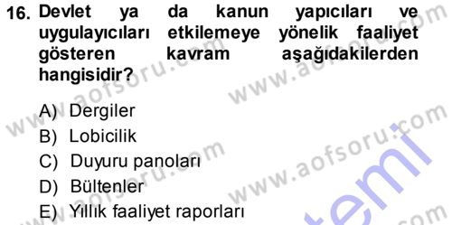 Otel İşletmelerinde Destek Hizmetleri Dersi 2013 - 2014 Yılı (Vize) Ara Sınav Soruları 16. Soru