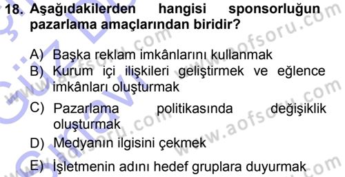 Otel İşletmelerinde Destek Hizmetleri Dersi 2013 - 2014 Yılı (Vize) Ara Sınav Soruları 18. Soru