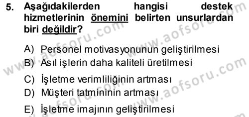 Otel İşletmelerinde Destek Hizmetleri Dersi 2013 - 2014 Yılı (Vize) Ara Sınav Soruları 5. Soru