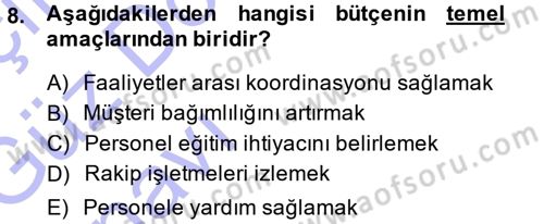 Otel İşletmelerinde Destek Hizmetleri Dersi 2013 - 2014 Yılı (Vize) Ara Sınav Soruları 8. Soru