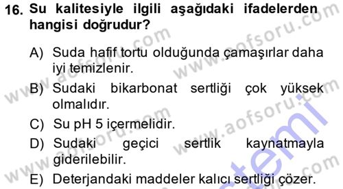 Otel İşletmelerinde Destek Hizmetleri Dersi 2013 - 2014 Yılı (Final) Dönem Sonu Sınav Soruları 16. Soru