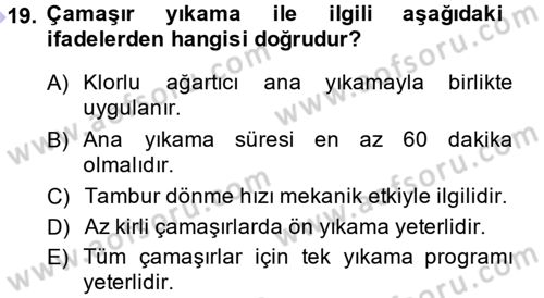 Otel İşletmelerinde Destek Hizmetleri Dersi 2013 - 2014 Yılı (Final) Dönem Sonu Sınav Soruları 19. Soru