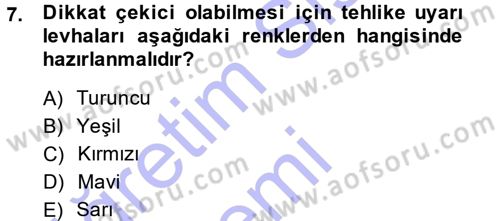 Otel İşletmelerinde Destek Hizmetleri Dersi 2013 - 2014 Yılı (Final) Dönem Sonu Sınav Soruları 7. Soru