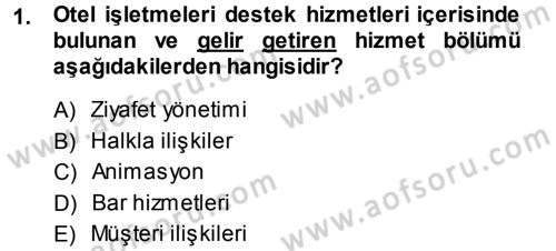 Otel İşletmelerinde Destek Hizmetleri Dersi 2013 - 2014 Yılı Tek Ders Sınav Soruları 1. Soru