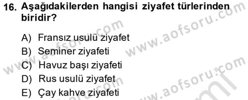 Otel İşletmelerinde Destek Hizmetleri Dersi 2013 - 2014 Yılı Tek Ders Sınav Soruları 16. Soru