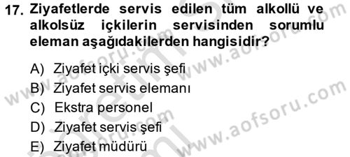 Otel İşletmelerinde Destek Hizmetleri Dersi 2013 - 2014 Yılı Tek Ders Sınav Soruları 17. Soru