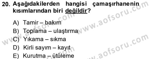 Otel İşletmelerinde Destek Hizmetleri Dersi 2013 - 2014 Yılı Tek Ders Sınav Soruları 20. Soru