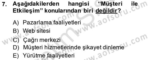 Otel İşletmelerinde Destek Hizmetleri Dersi 2013 - 2014 Yılı Tek Ders Sınav Soruları 7. Soru