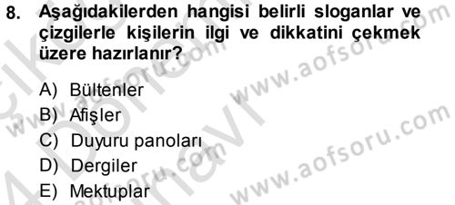 Otel İşletmelerinde Destek Hizmetleri Dersi 2013 - 2014 Yılı Tek Ders Sınav Soruları 8. Soru