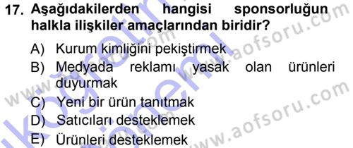 Otel İşletmelerinde Destek Hizmetleri Dersi 2014 - 2015 Yılı (Vize) Ara Sınav Soruları 17. Soru