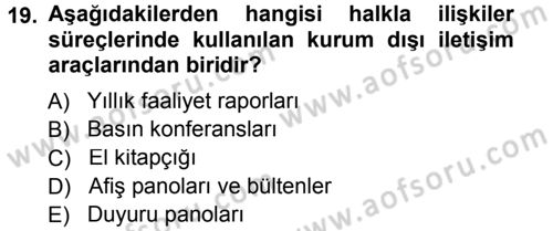Otel İşletmelerinde Destek Hizmetleri Dersi 2014 - 2015 Yılı (Vize) Ara Sınav Soruları 19. Soru