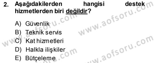 Otel İşletmelerinde Destek Hizmetleri Dersi 2014 - 2015 Yılı (Vize) Ara Sınav Soruları 2. Soru