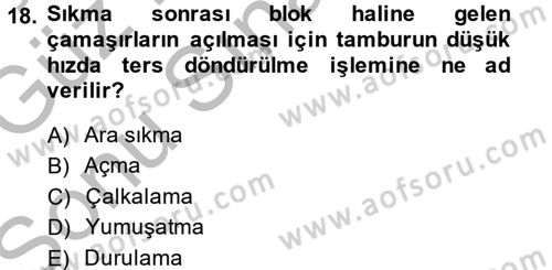 Otel İşletmelerinde Destek Hizmetleri Dersi 2014 - 2015 Yılı (Final) Dönem Sonu Sınavı 18. Soru