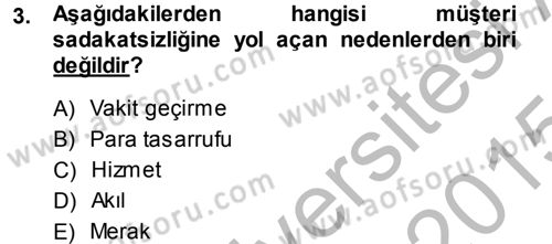Otel İşletmelerinde Destek Hizmetleri Dersi 2014 - 2015 Yılı (Final) Dönem Sonu Sınavı 3. Soru