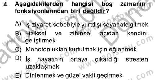 Otel İşletmelerinde Destek Hizmetleri Dersi 2014 - 2015 Yılı (Final) Dönem Sonu Sınavı 4. Soru