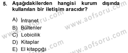 Otel İşletmelerinde Destek Hizmetleri Dersi 2014 - 2015 Yılı (Final) Dönem Sonu Sınavı 5. Soru