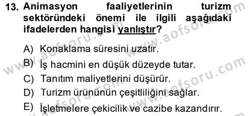 Otel İşletmelerinde Destek Hizmetleri Dersi 2014 - 2015 Yılı Tek Ders Sınav Soruları 13. Soru