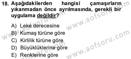 Otel İşletmelerinde Destek Hizmetleri Dersi 2014 - 2015 Yılı Tek Ders Sınav Soruları 18. Soru