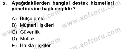 Otel İşletmelerinde Destek Hizmetleri Dersi 2014 - 2015 Yılı Tek Ders Sınav Soruları 2. Soru