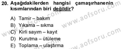 Otel İşletmelerinde Destek Hizmetleri Dersi 2014 - 2015 Yılı Tek Ders Sınav Soruları 20. Soru