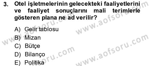 Otel İşletmelerinde Destek Hizmetleri Dersi 2014 - 2015 Yılı Tek Ders Sınav Soruları 3. Soru