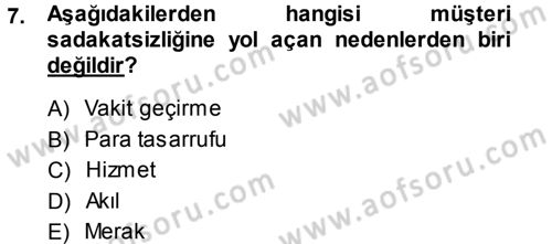 Otel İşletmelerinde Destek Hizmetleri Dersi 2014 - 2015 Yılı Tek Ders Sınav Soruları 7. Soru