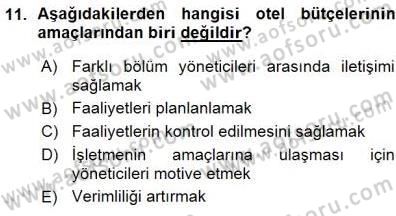 Otel İşletmelerinde Destek Hizmetleri Dersi 2015 - 2016 Yılı (Vize) Ara Sınav Soruları 11. Soru