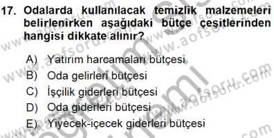 Otel İşletmelerinde Destek Hizmetleri Dersi 2015 - 2016 Yılı (Vize) Ara Sınav Soruları 17. Soru