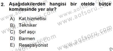 Otel İşletmelerinde Destek Hizmetleri Dersi 2015 - 2016 Yılı (Vize) Ara Sınav Soruları 2. Soru