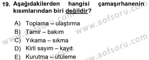 Otel İşletmelerinde Destek Hizmetleri Dersi 2015 - 2016 Yılı (Final) Dönem Sonu Sınav Soruları 19. Soru