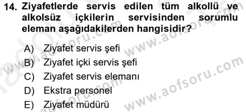 Otel İşletmelerinde Destek Hizmetleri Dersi 2015 - 2016 Yılı Tek Ders Sınav Soruları 14. Soru