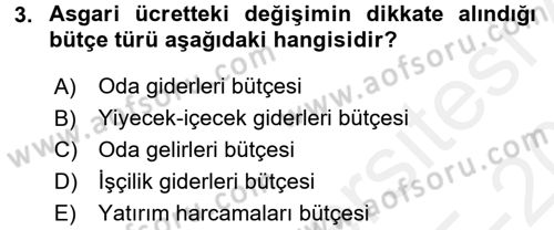 Otel İşletmelerinde Destek Hizmetleri Dersi 2015 - 2016 Yılı Tek Ders Sınav Soruları 3. Soru