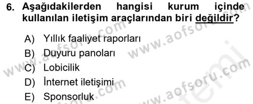 Otel İşletmelerinde Destek Hizmetleri Dersi 2015 - 2016 Yılı Tek Ders Sınav Soruları 6. Soru