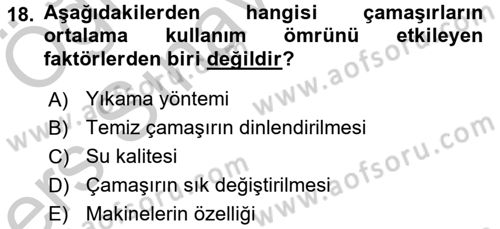 Otel İşletmelerinde Destek Hizmetleri Dersi 2016 - 2017 Yılı 3 Ders Sınav Soruları 18. Soru