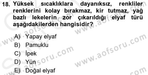 Otel İşletmelerinde Destek Hizmetleri Dersi 2016 - 2017 Yılı (Final) Dönem Sonu Sınav Soruları 18. Soru