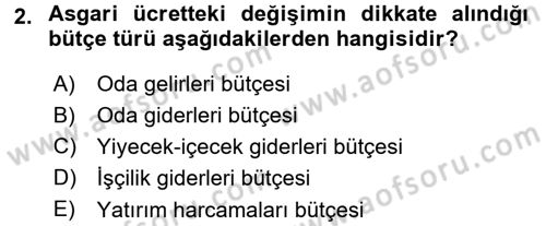 Otel İşletmelerinde Destek Hizmetleri Dersi 2016 - 2017 Yılı (Final) Dönem Sonu Sınav Soruları 2. Soru