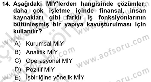 Otel İşletmelerinde Destek Hizmetleri Dersi 2017 - 2018 Yılı (Vize) Ara Sınav Soruları 14. Soru