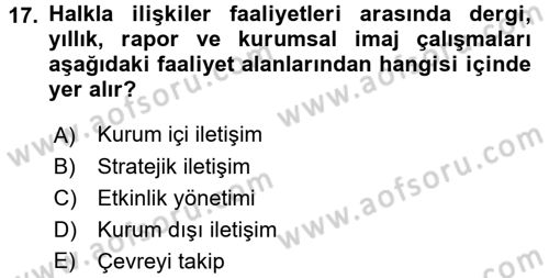 Otel İşletmelerinde Destek Hizmetleri Dersi 2017 - 2018 Yılı (Vize) Ara Sınav Soruları 17. Soru