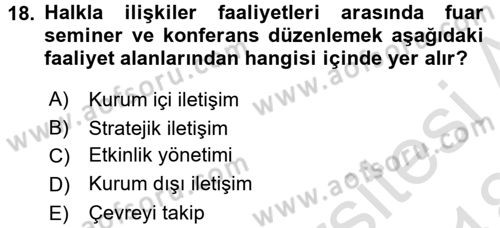 Otel İşletmelerinde Destek Hizmetleri Dersi 2017 - 2018 Yılı (Vize) Ara Sınav Soruları 18. Soru
