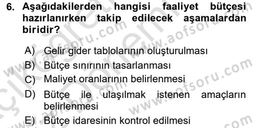 Otel İşletmelerinde Destek Hizmetleri Dersi 2017 - 2018 Yılı (Vize) Ara Sınav Soruları 6. Soru