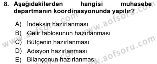 Otel İşletmelerinde Destek Hizmetleri Dersi 2017 - 2018 Yılı (Vize) Ara Sınav Soruları 8. Soru