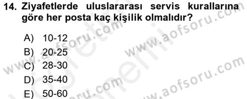Otel İşletmelerinde Destek Hizmetleri Dersi 2017 - 2018 Yılı (Final) Dönem Sonu Sınav Soruları 14. Soru
