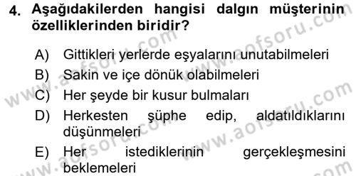 Otel İşletmelerinde Destek Hizmetleri Dersi 2017 - 2018 Yılı (Final) Dönem Sonu Sınav Soruları 4. Soru